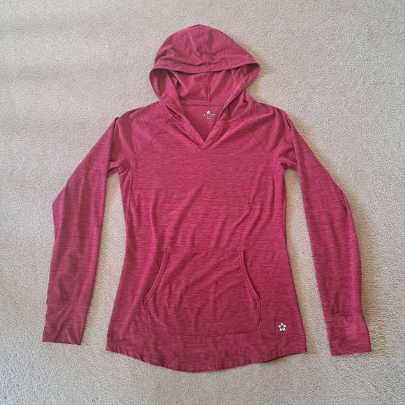 Tuff Athletics Activewear Top Pink Size Medium Long Sleeved Hooded Top Yoga - Picture 11 of 11